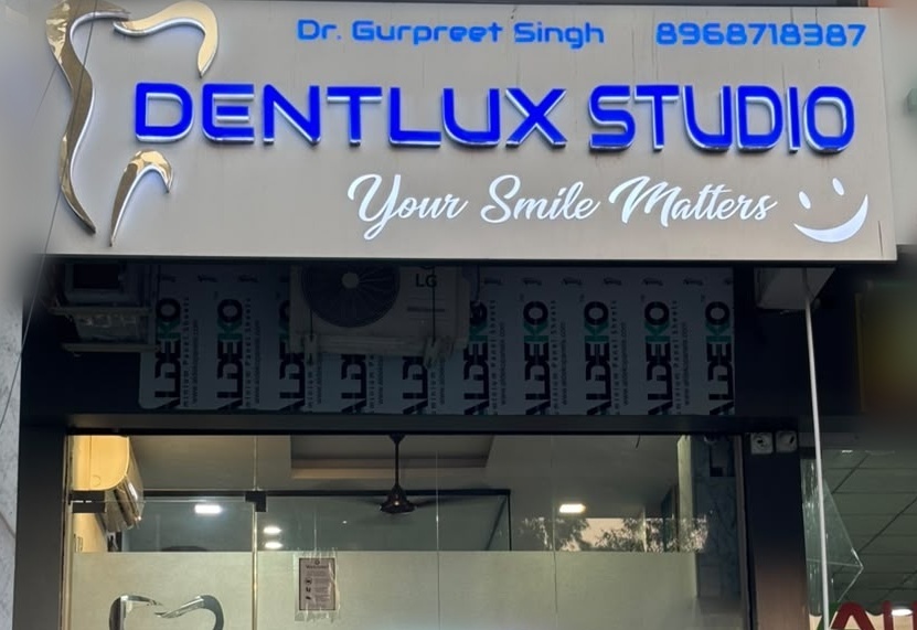 Dentlux Studio dental clinic entrance in Zirakpur